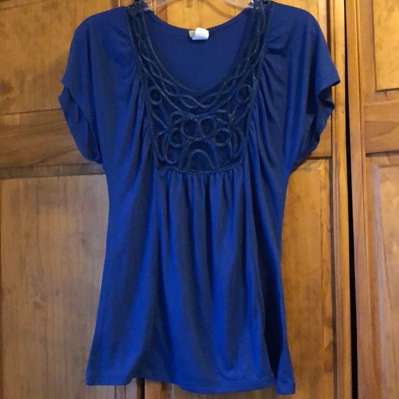 Daytrip Royal Blue Flutter Sleeve Shirt Small - Picture 1 of 4